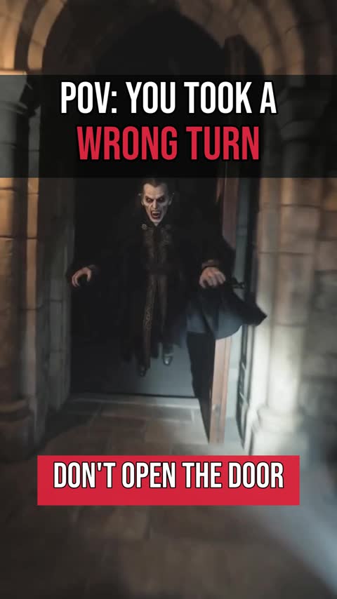 Vampire chase in a castle corridor